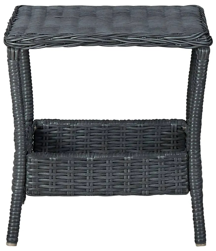 3 pcs conj. lounge jardim c/ almofadões vime PE cinzento-escuro