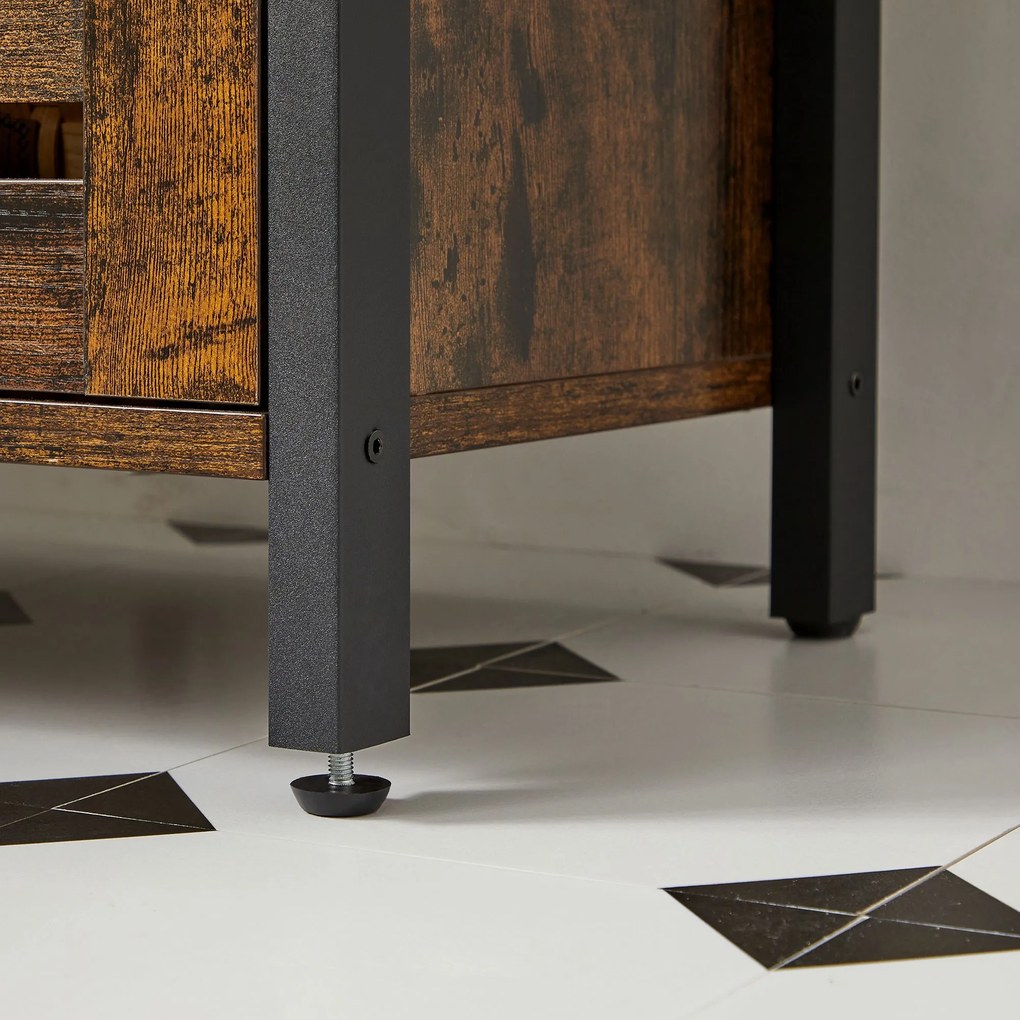 Móvel de Casa de banho estilo vintage 60 x 30 x 60 cm Castanho Vintage-preto