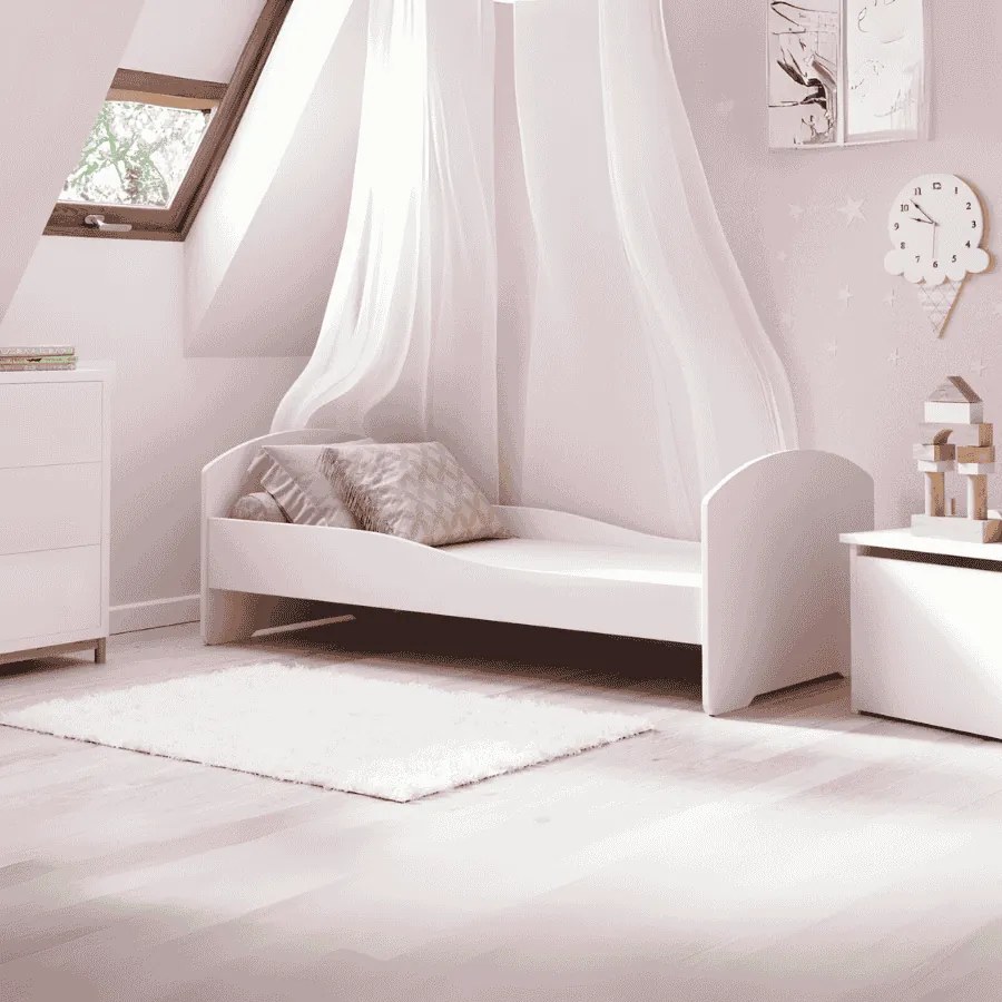 Cama infantil branca Luk 160x80 - colchão e estrado incluído