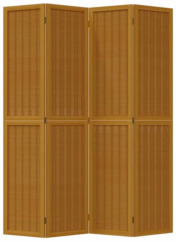 Biombo c/ 4 painéis madeira de paulownia maciça castanho