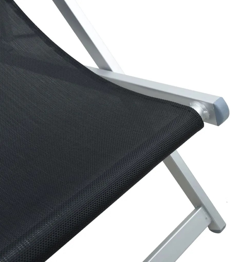 Cadeiras de praia dobráveis 2 pcs alumínio e textilene preto