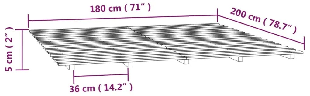 Estrutura de cama madeira de pinho maciça 180x200 cm branco