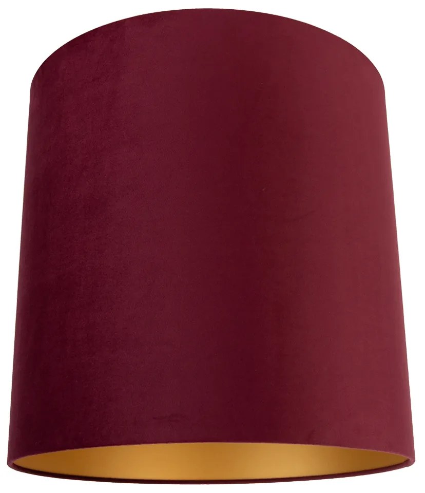 Abajur de Veludo Vermelho 40/40/40 com Interior Dourado