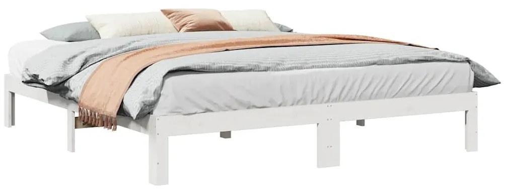 Cama sem colchão 180x200 cm madeira de pinho maciça branco