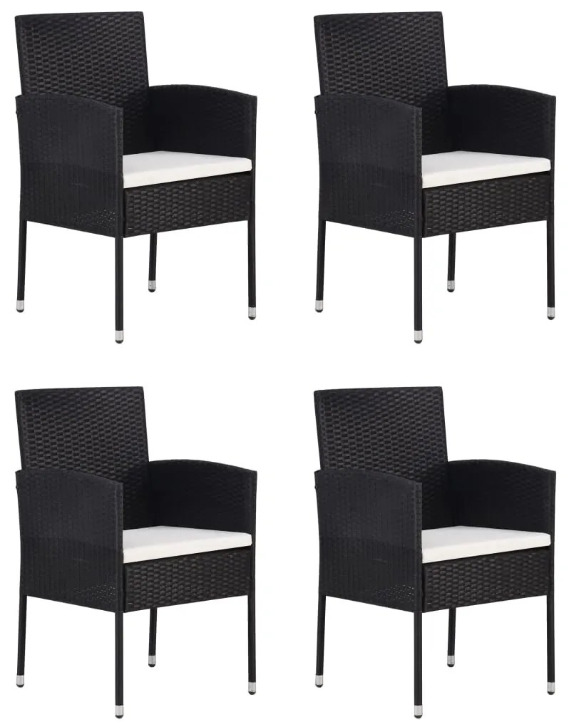 5 pcs conjunto de jantar para jardim preto