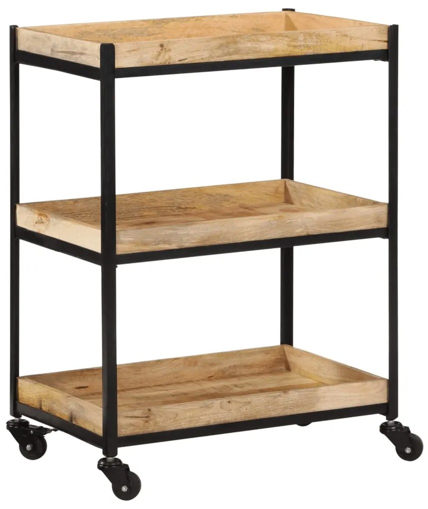 vidaXL Carrinho de cozinha 60x40x80 cm madeira mangueira áspera maciça