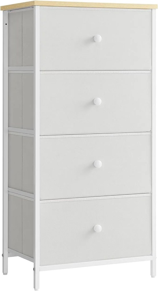 Cômoda de quarto com 4 gavetas em tecido e estrutura metálica | SONGMICS | 30 x 45 x 91,7 cm | LTS314W57.