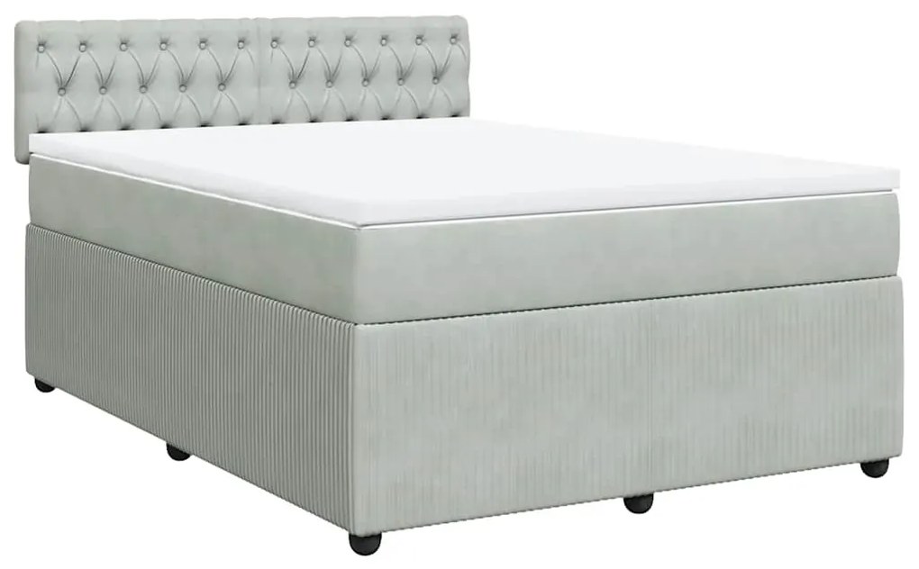 Cama com molas/colchão 160x200 cm veludo cinzento-claro