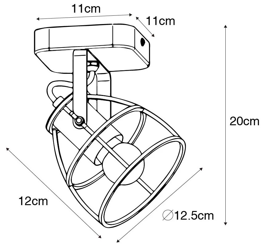 Foco industrial cinzento escuro com madeira ajustável - Arthur