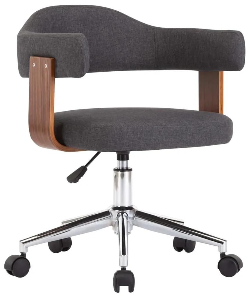 3054840 vidaXL Cadeira escritório giratória madeira curvada/tecido cinzento