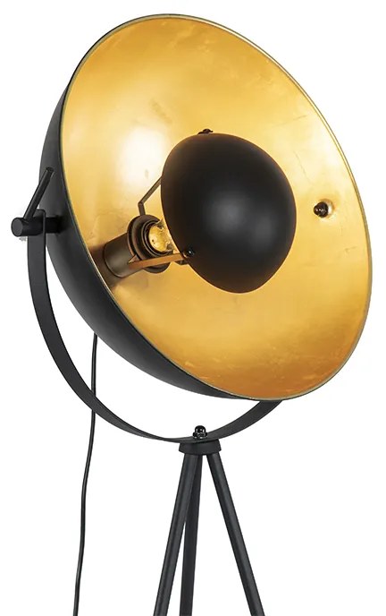 Candeeiro de pé preto com dourado 42 cm tripé ajustável - Magnax Industrial