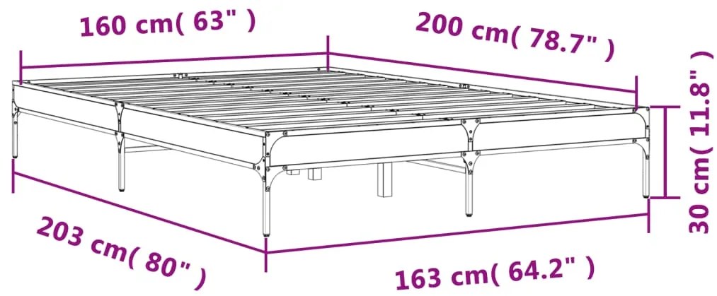 Estrutura de cama 160x200 cm derivados madeira/metal