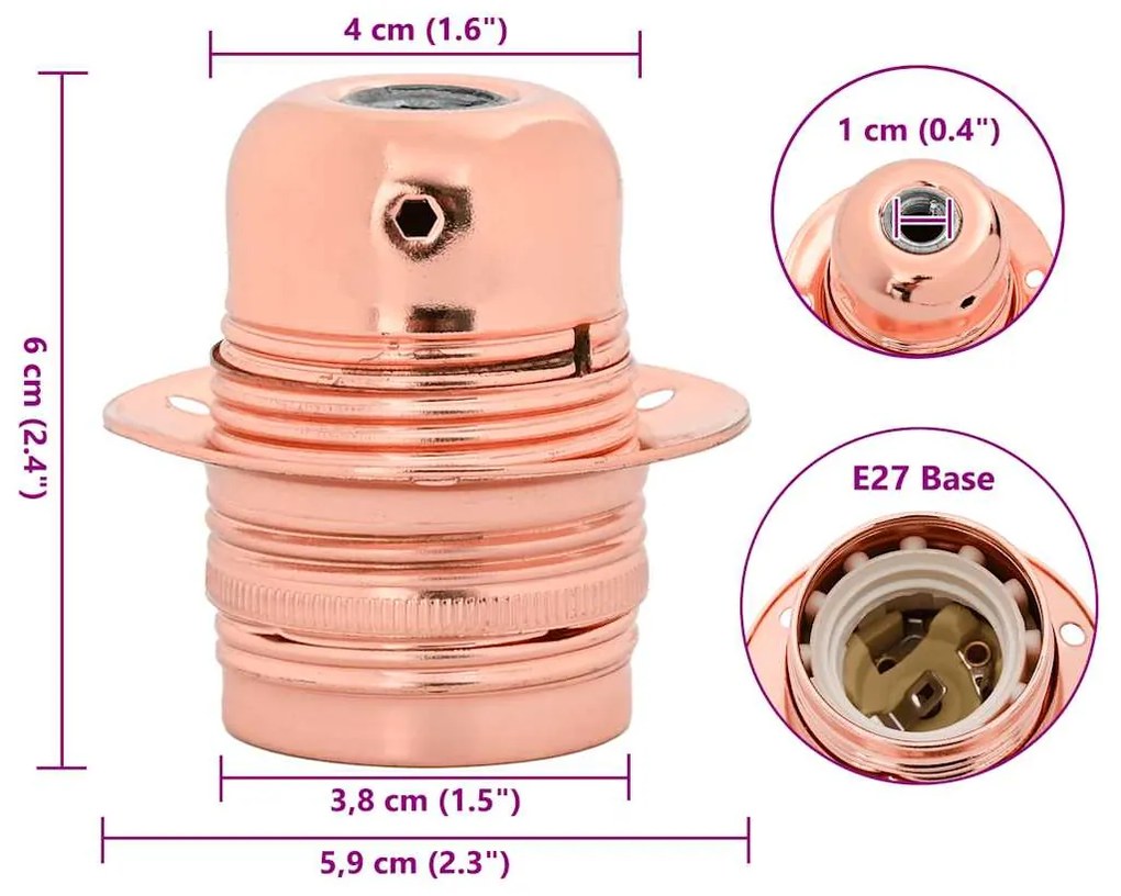 Casquilhos de lâmpadas 2 pcs rosa dourado E27