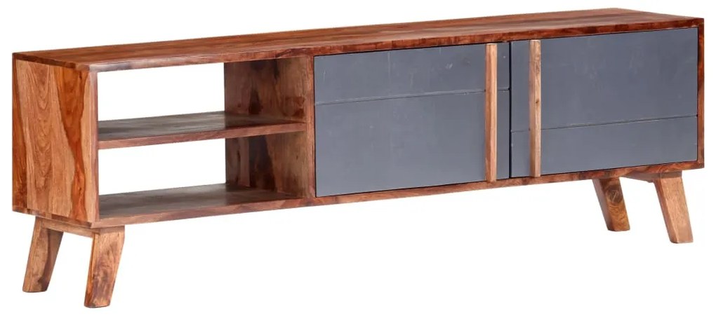 Móvel de TV 140x30x45 cm madeira maciça cinzento