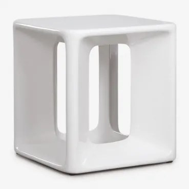 Mesa Lateral Quadrada Lilou 40x40 Cm Em Cimento E Fibra De Vidro Branco - Sklum