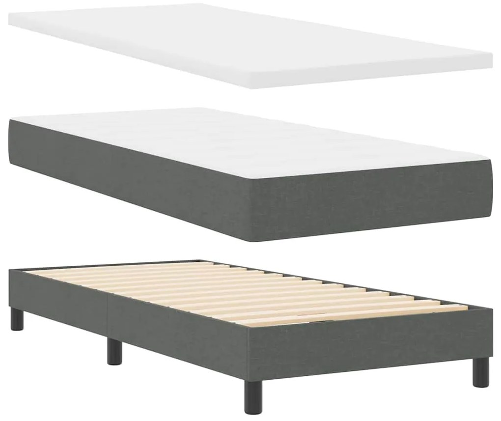 Cama Box com Colchão &amp; LED Cinza Escuro 120x190 cm Tecido