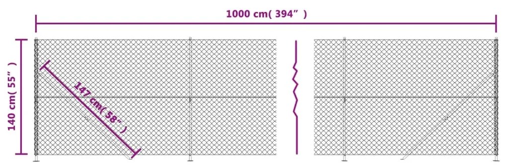 Cerca de arame com flange 1,4x10 m verde