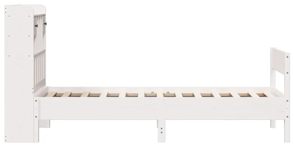 Cama com estante sem colchão 90x200 cm pinho maciço branco