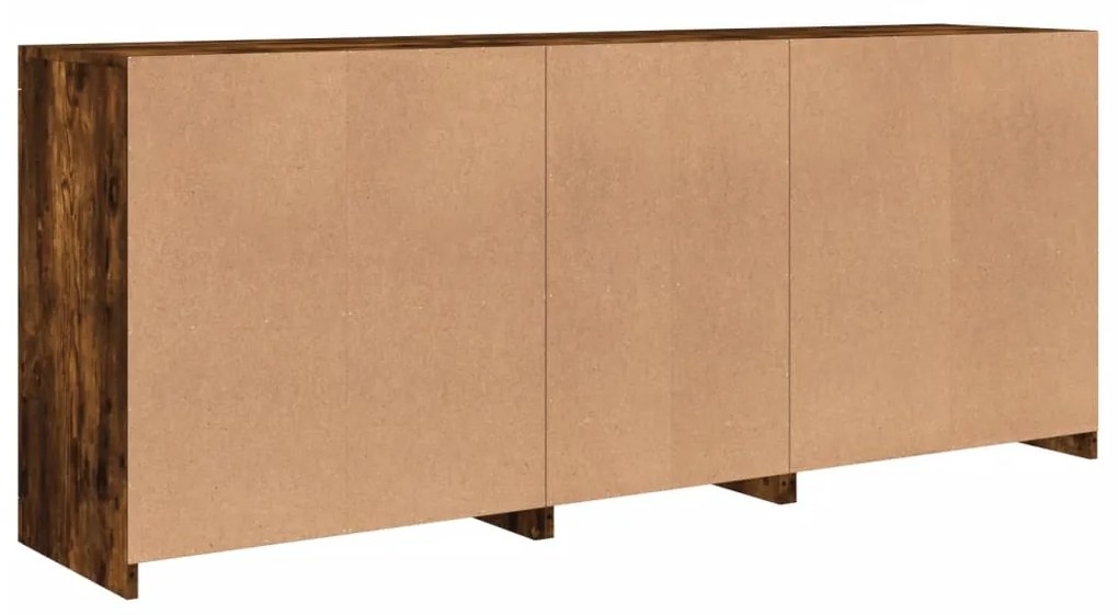 Aparador com luzes LED 162x37x67 cm carvalho fumado