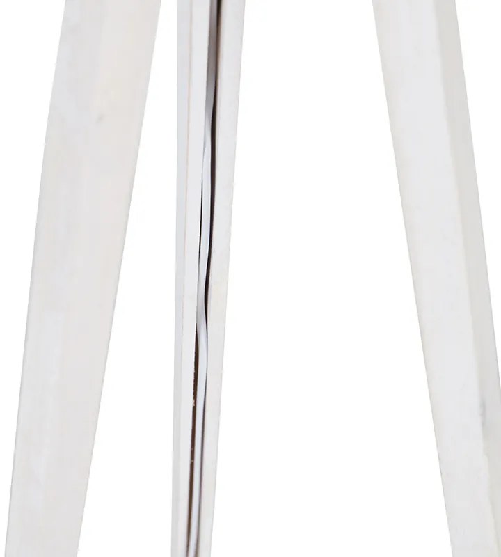 Candeeiro de pé tripé branco com abajur de tecido verde escuro 50cm - Tripod Classic Rústico ,Moderno