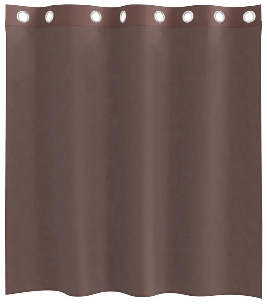 Cortinas de voile com ilhós 2 pcs castanho 140x140 cm