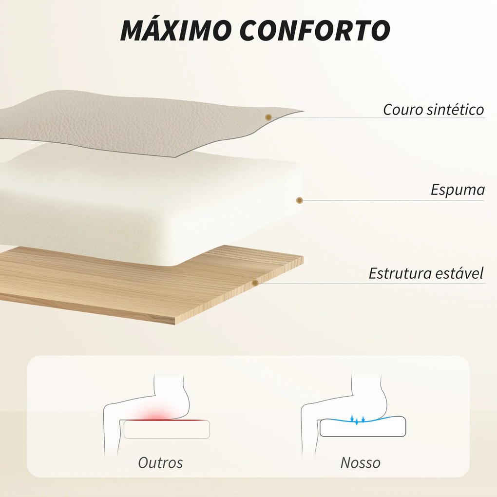 Cadeira de Escritório com Apoio para os Pés Encosto Reclinável e Revestida em Couro Sintético  66x72x113-121 cm Caqui