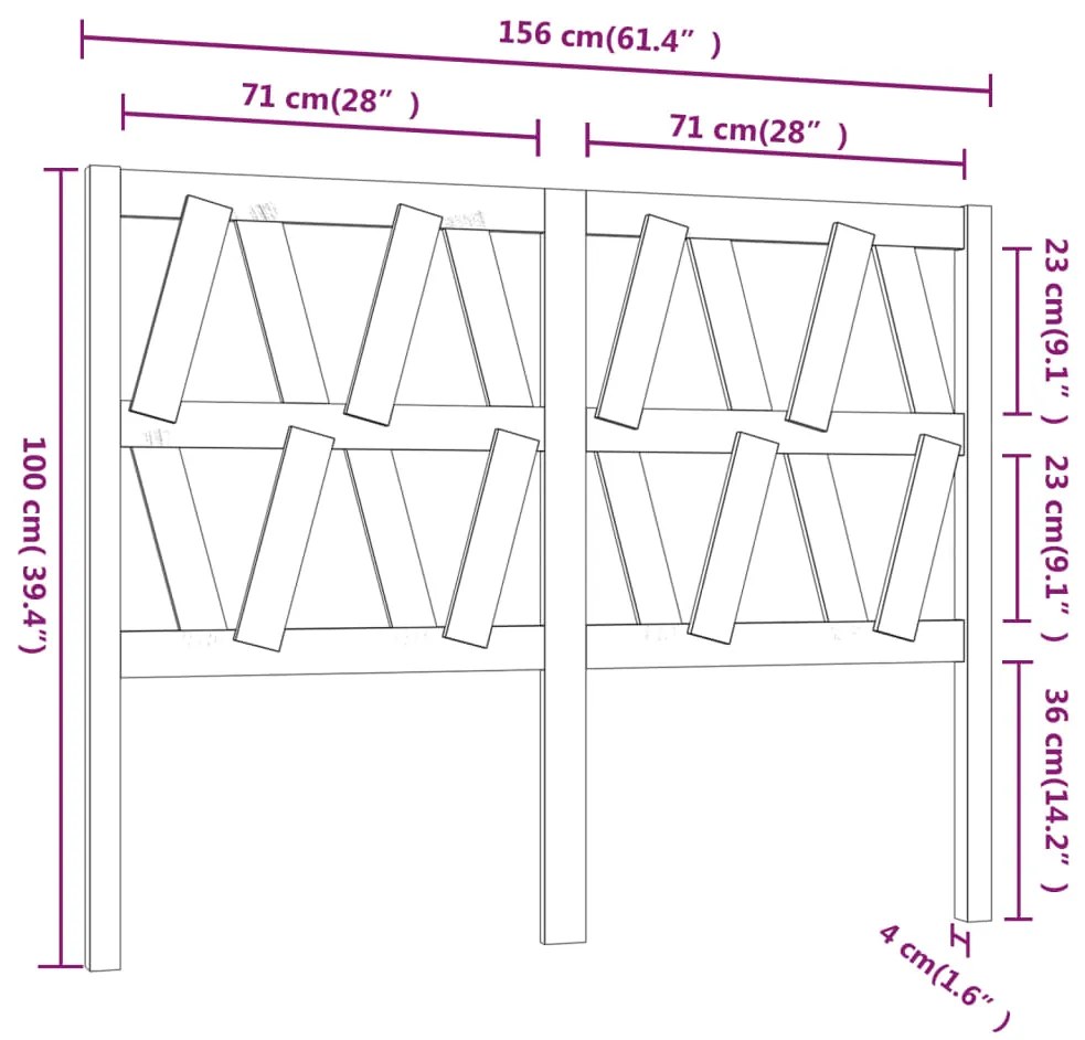 Cabeceira de cama 156x4x100 cm pinho maciço branco