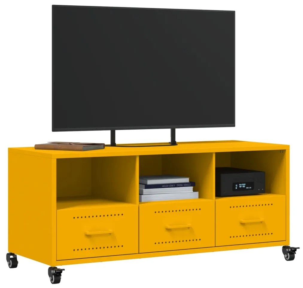Móvel de TV 100,5x39x43,5 cm aço amarelo mostarda