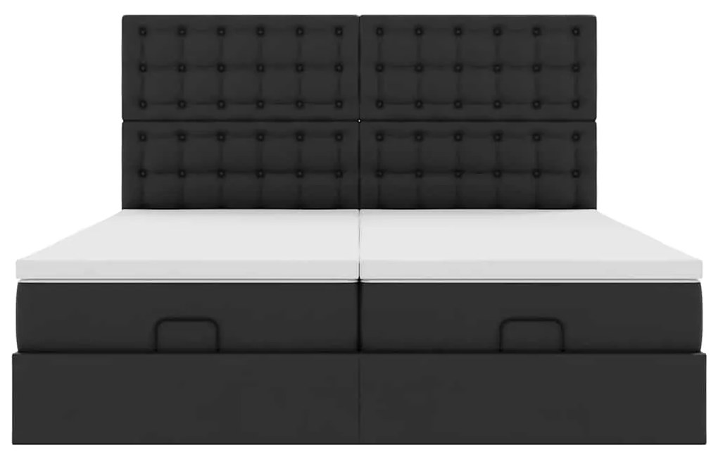 Estrutura de cama otomana com colchões pele artificial preta
