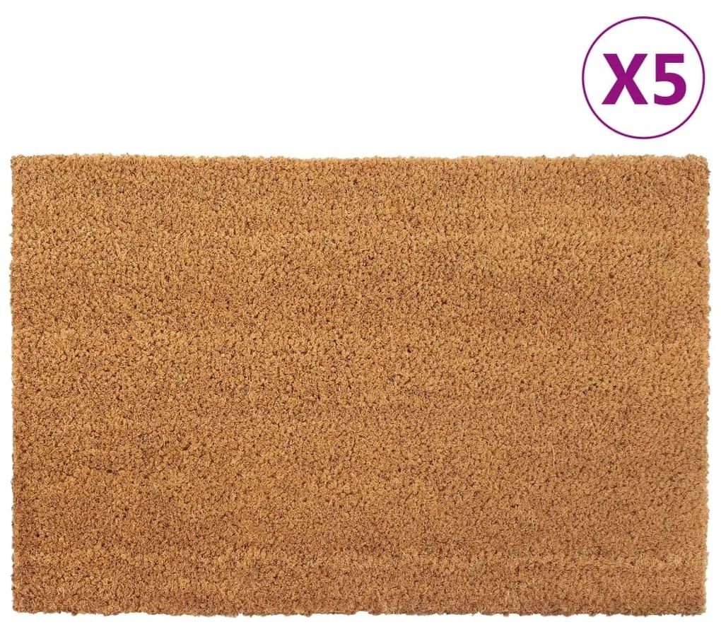 vidaXL Tapetes porta 5 pcs 40x60 cm fibra de coco tufada natural