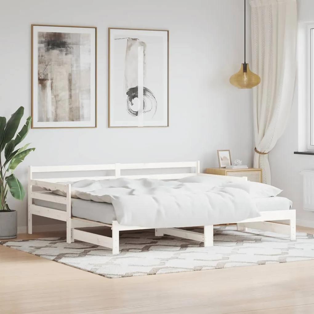 836151 vidaXL Sofá-cama com gavetão 80x200 cm madeira de pinho maciça branco
