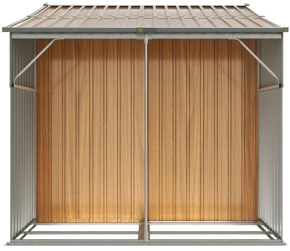 Abrigo de jardim 277x192,5x179cm aço galvanizado castanho-claro