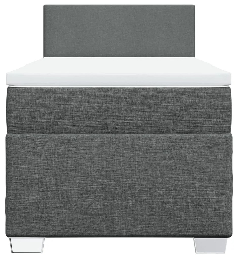 Cama com molas/colchão 100x200 cm tecido cinza-escuro