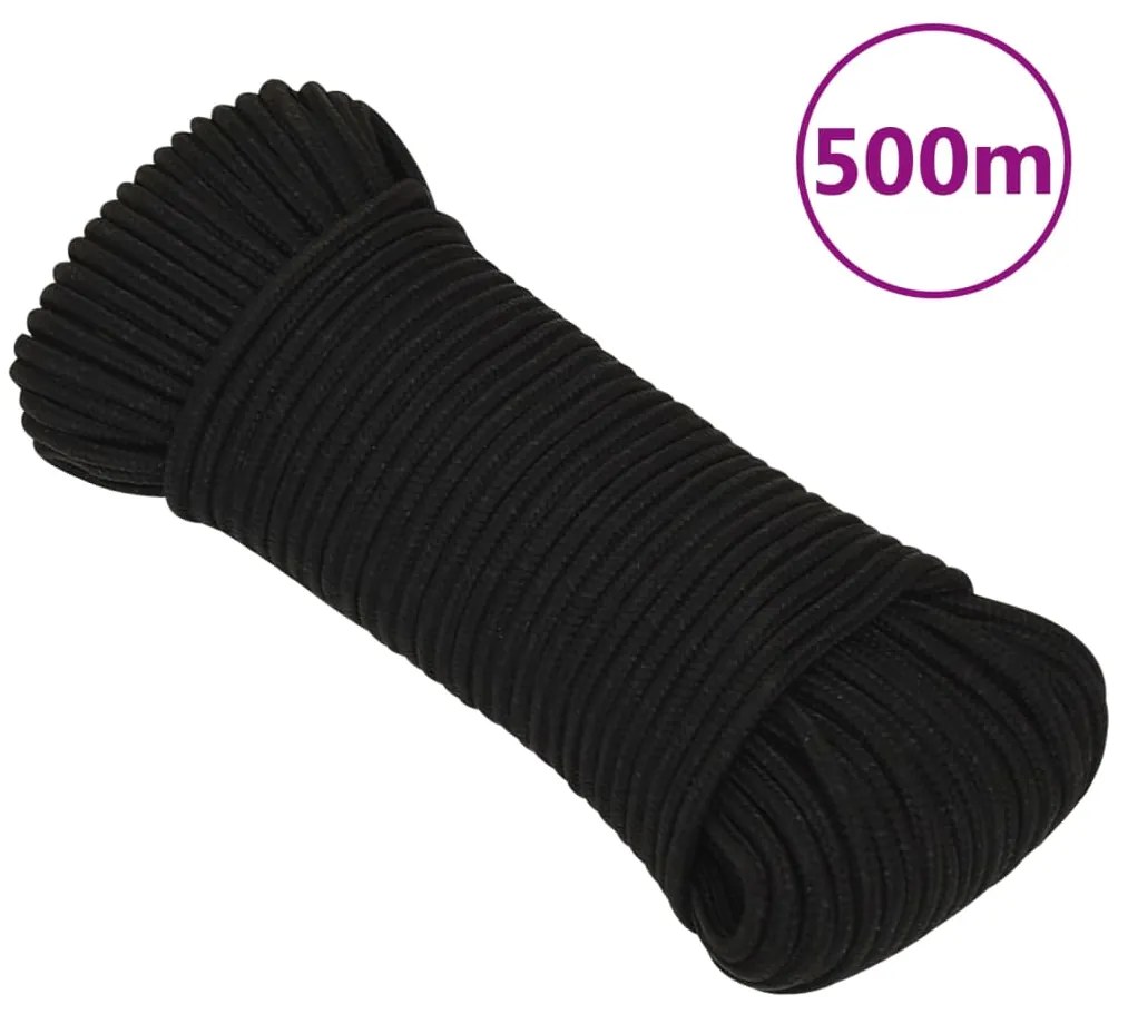 vidaXL Corda de trabalho 5 mm 500 m poliéster preto