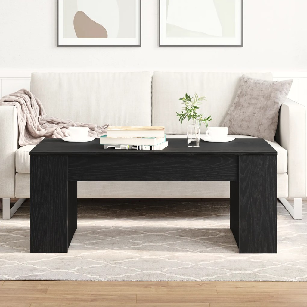 vidaXL Mesa de Centro Carvalho Preto 102x55x42 cm Madeira Engenheirada
