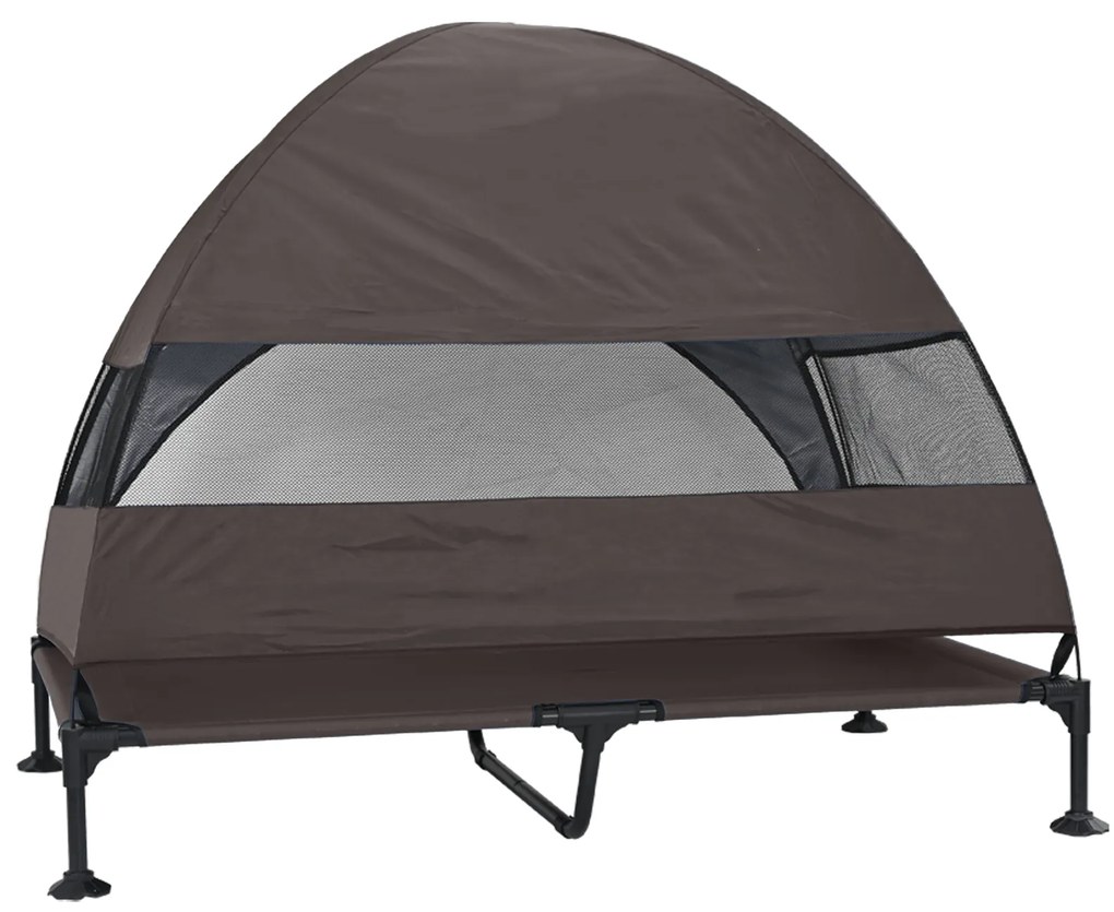Cama Elevada para Cães com Toldo Removível Marrom XL Aço