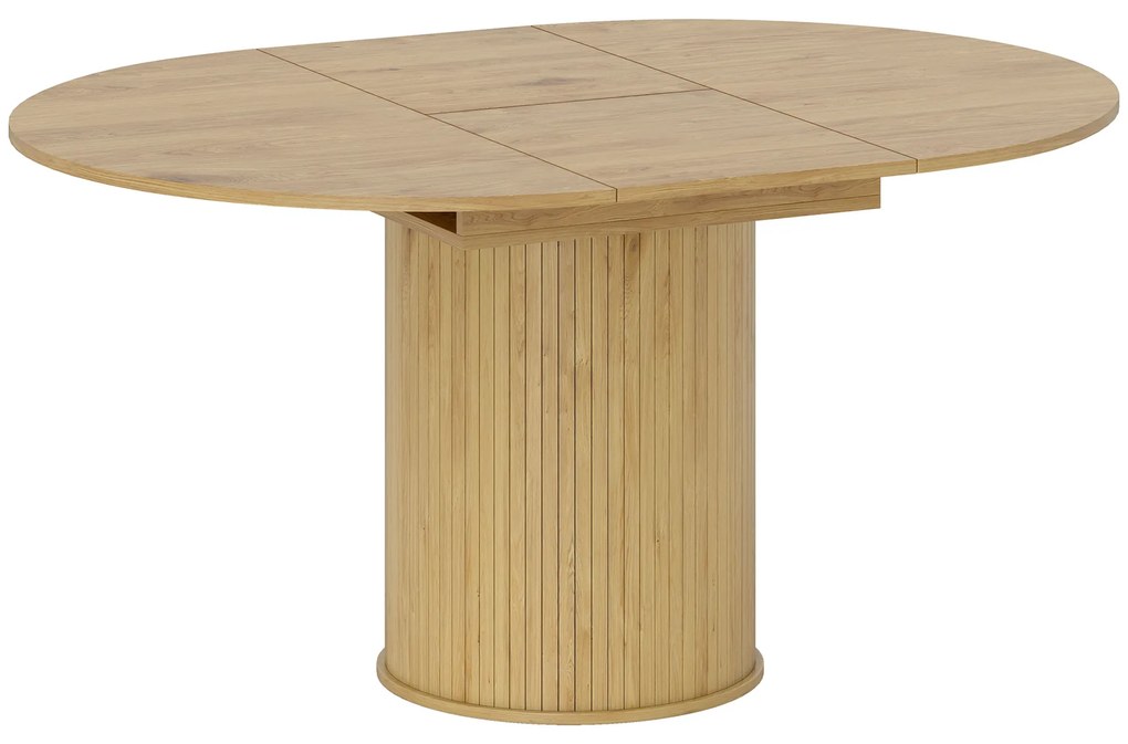 Mesa de Refeição Extensível Redonda para 6-8 Pessoas com Base Estriada para Sala de Estar 110-150x110x75 cm Madeira