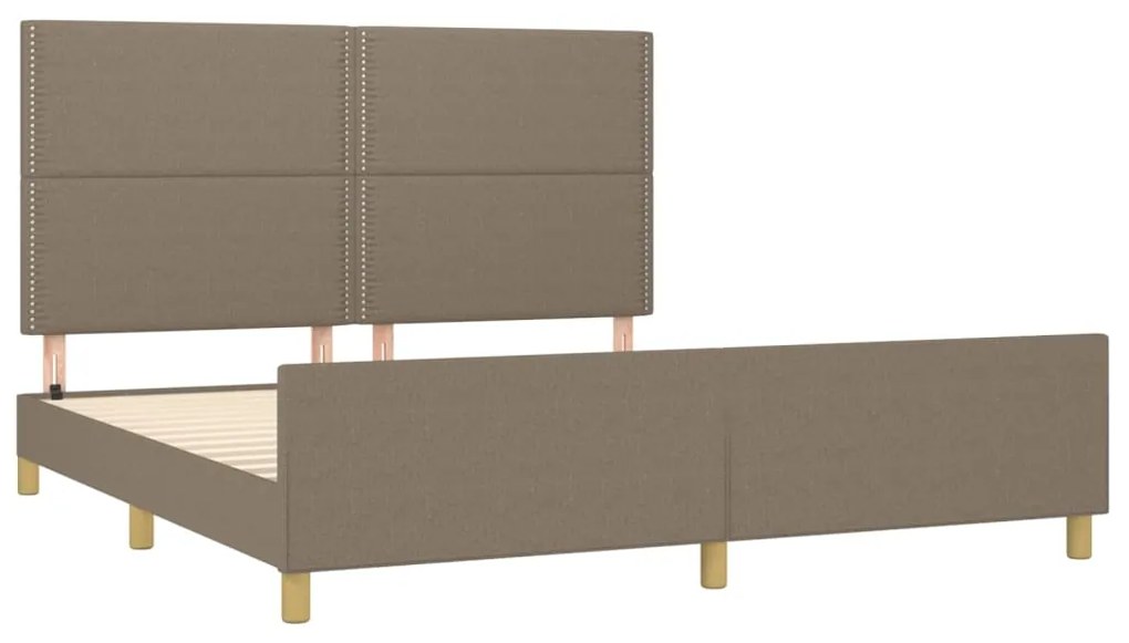 Cama sem colchão 160x200 cm tecido castanho-acinzentado