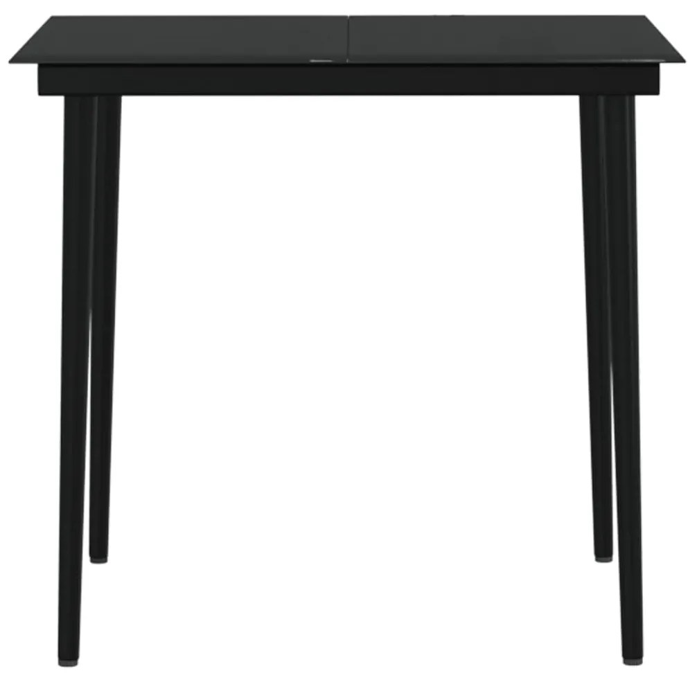 3 pcs conjunto de jantar para jardim com almofadões preto
