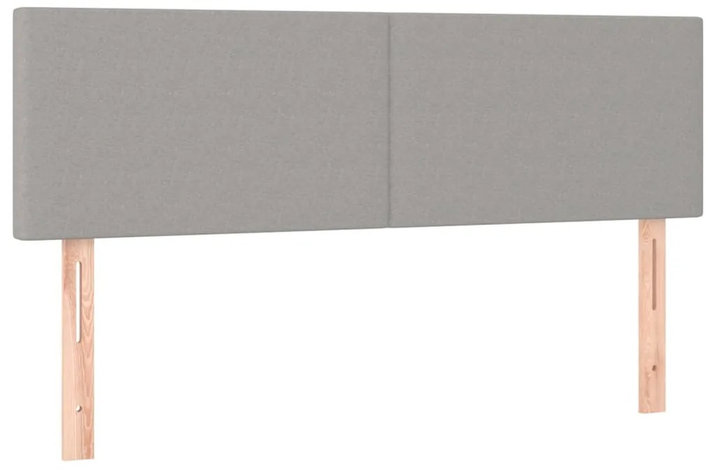 Cabeceira de cama c/ luzes LED tecido 144x5x78/88cm cinza-claro