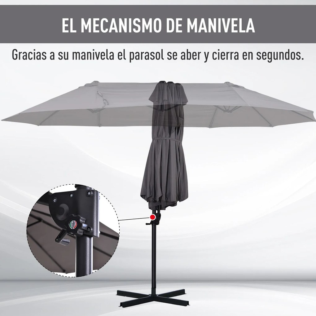 Chapéu de Sol Duplo Inclinável para Jardim Terraço Chapéu de Sol Excên