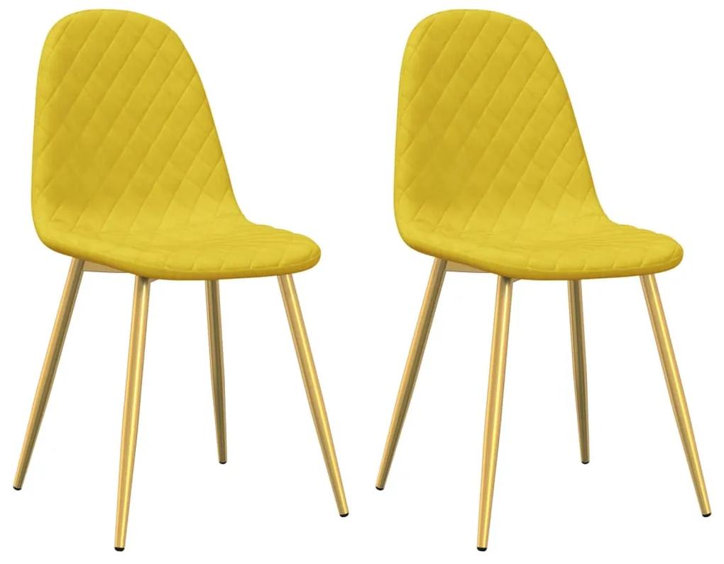 Cadeiras de jantar 2 pcs veludo amarelo mostarda