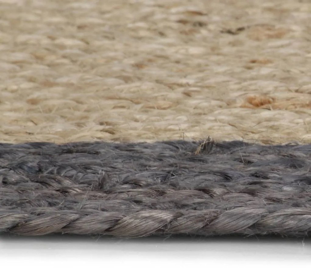 Tapete artesanal em juta com rebordo cinzento escuro 240 cm