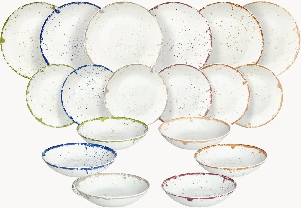 Conjunto de loiça em porcelana Moon, 6 pessoas, conjunto de 18
