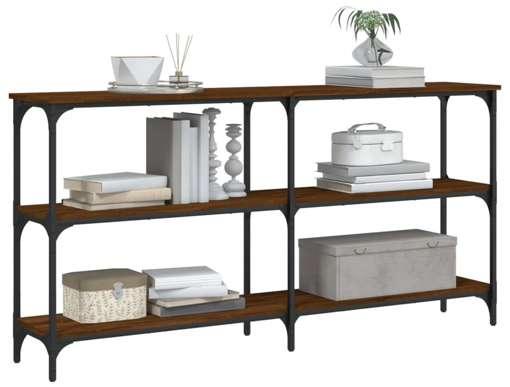 Mesa consola 150x29x75 cm derivados madeira carvalho castanho