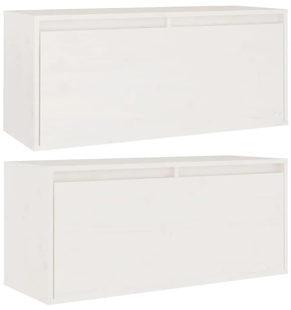 Armários de parede 2 pcs 80x30x35 cm pinho maciço branco