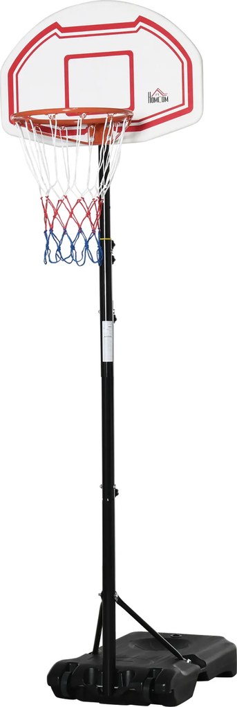 Cesto de basquetebol para exterior com poste e tabela, altura ajustável de 2,1 a 2,6 m (cesto) - preto, branco e vermelho