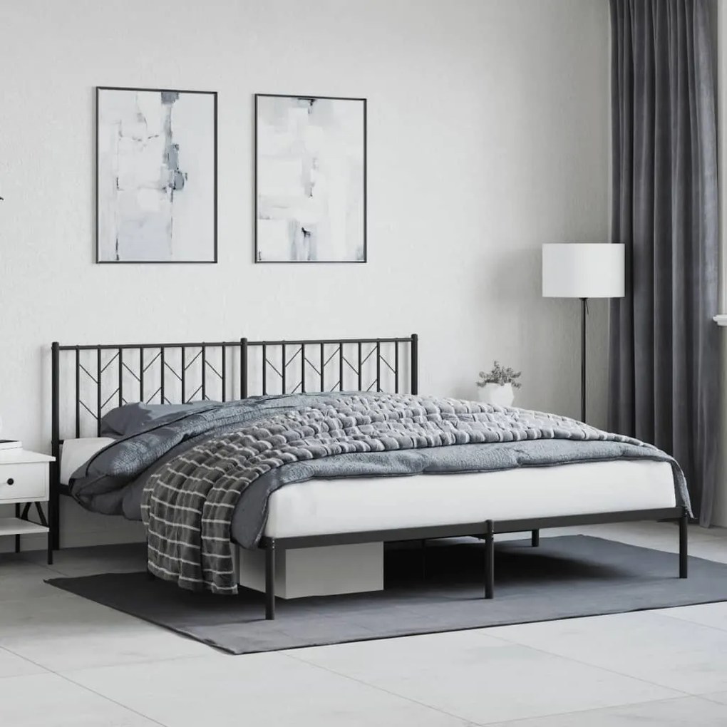 Estrutura de cama em metal com cabeceira 180x200 cm preto