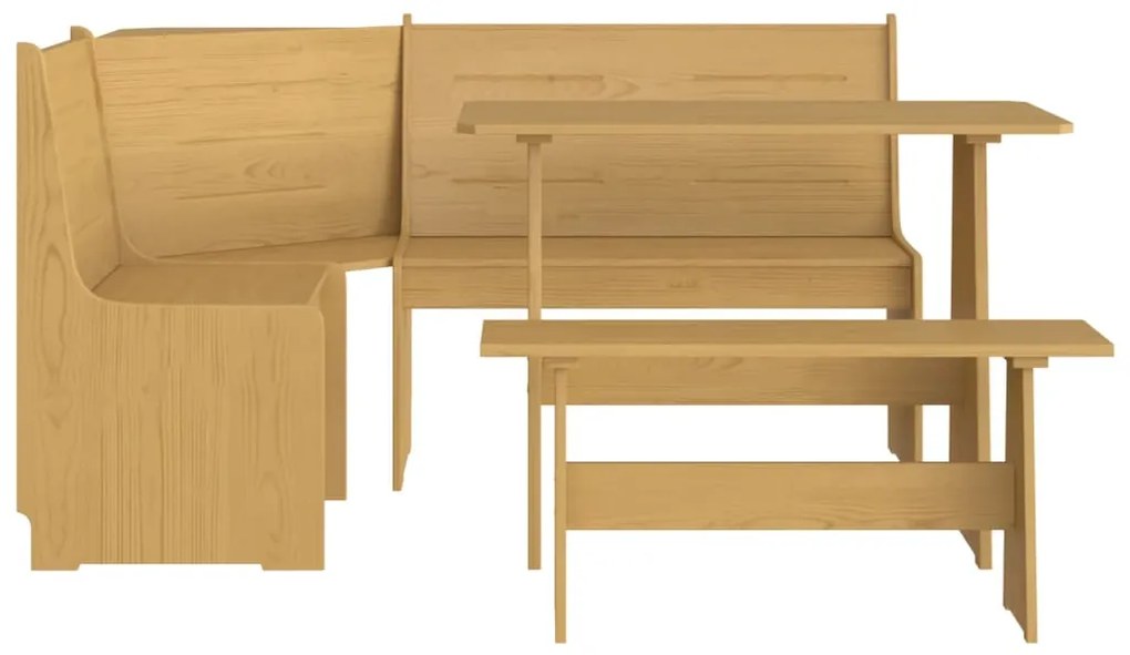 3 pcs conjunto de jantar REINE pinho maciço castanho mel