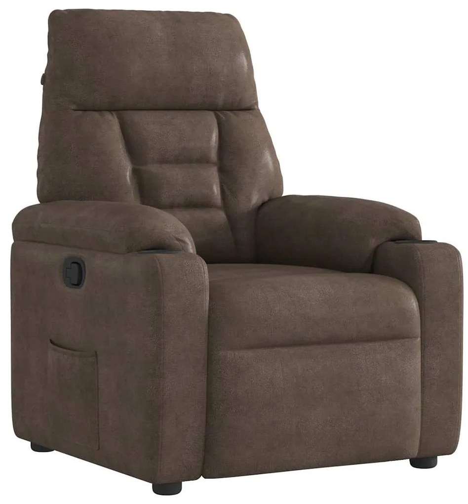 Poltrona reclinável tecido de microfibra castanho